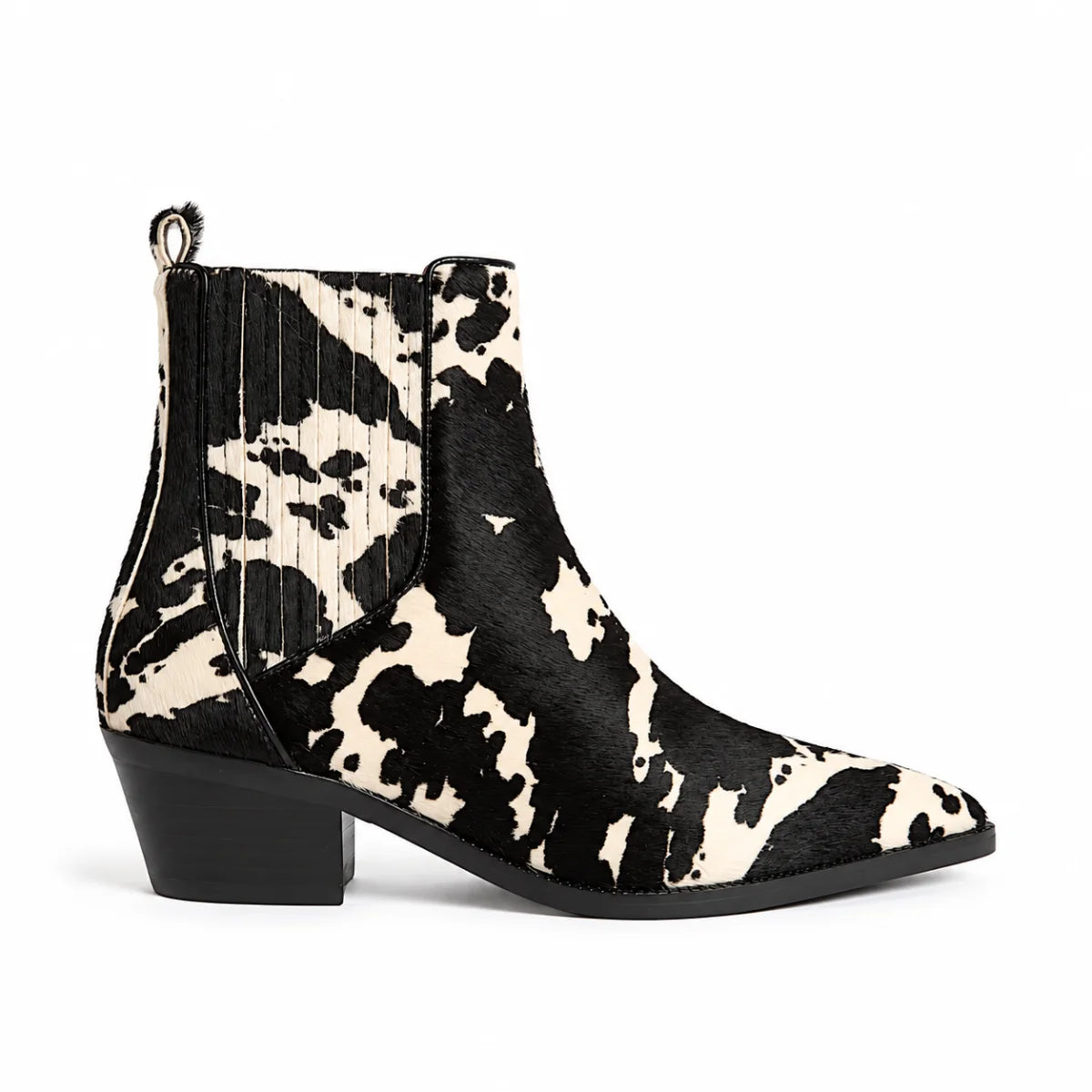 M&S Leather Animal Print Block Heel Ankle Boots Women-ANM