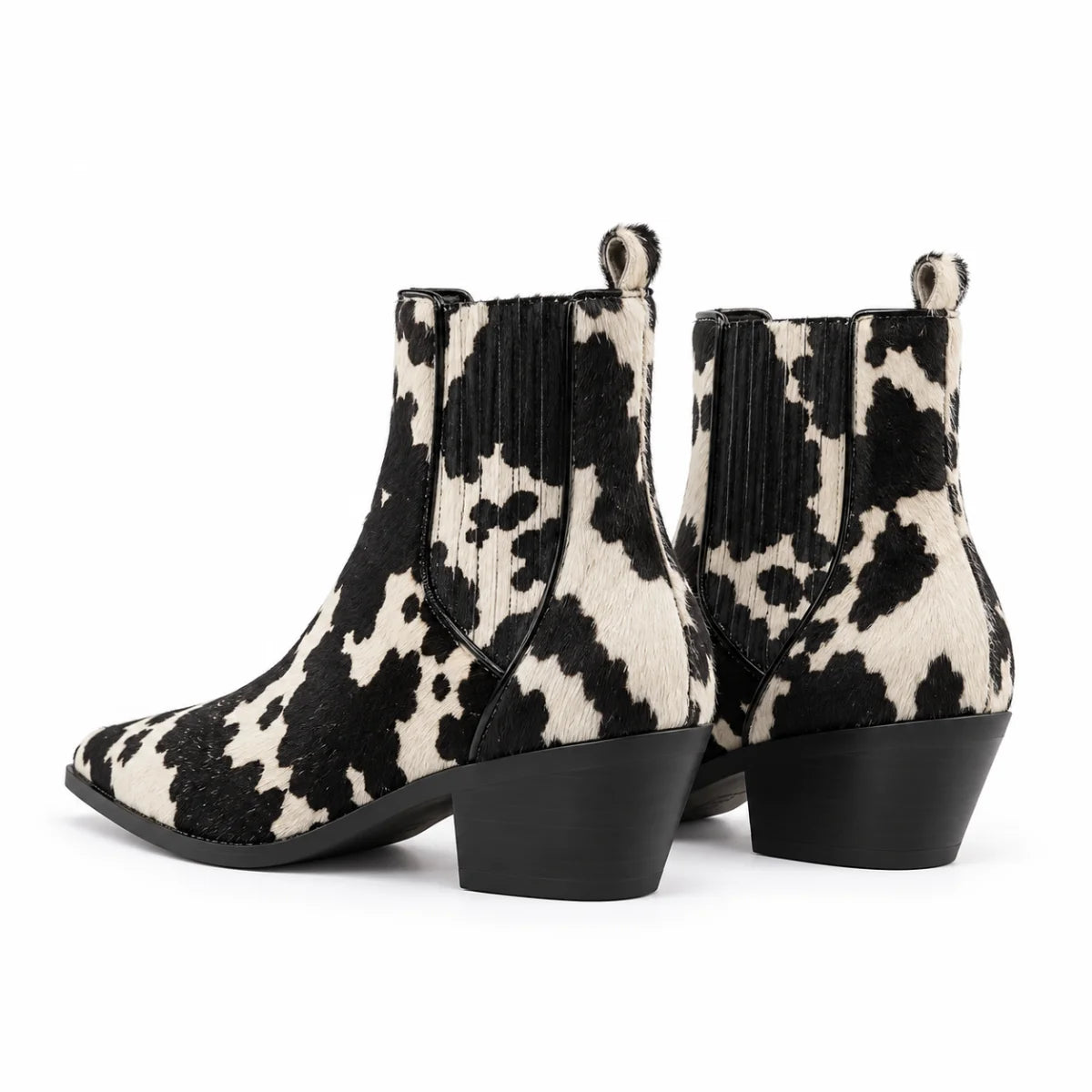 M&S Leather Animal Print Block Heel Ankle Boots Women-ANM