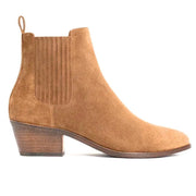M&S Suede Cowboy Block Heel Pointed Boots Women - tan - Tan / 35