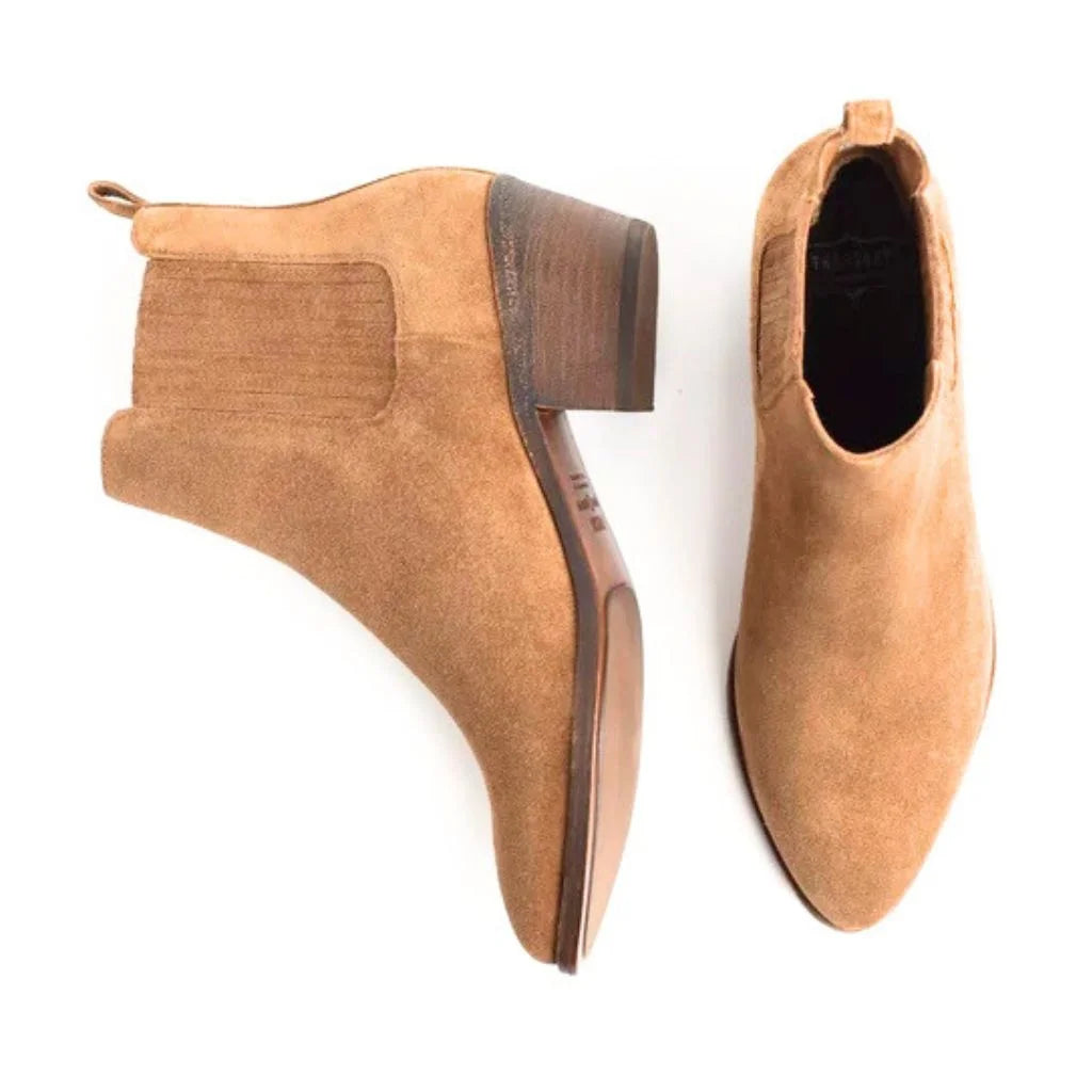 M&S Suede Cowboy Block Heel Pointed Boots Women - tan