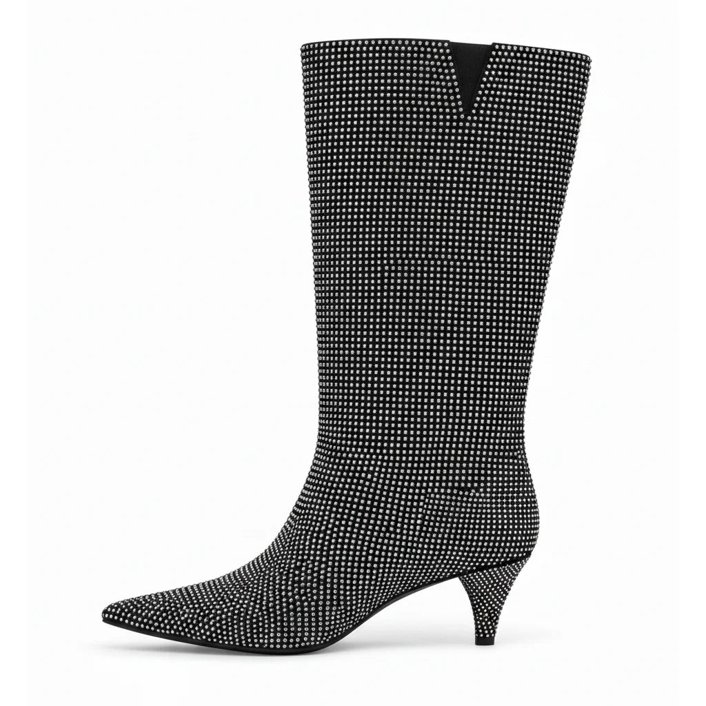 Marks & Spencer Diamante rhinestone calf length boot- BLK (Copy) - Brown mix / 35