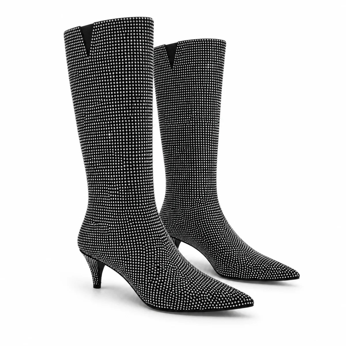 Marks & Spencer Diamante Rhinestone Calf Length Boot- BLK