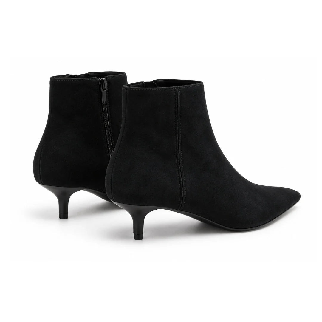 Marks & Spencer Kitten Suede Heel Pointed Ankle Boots - BLK