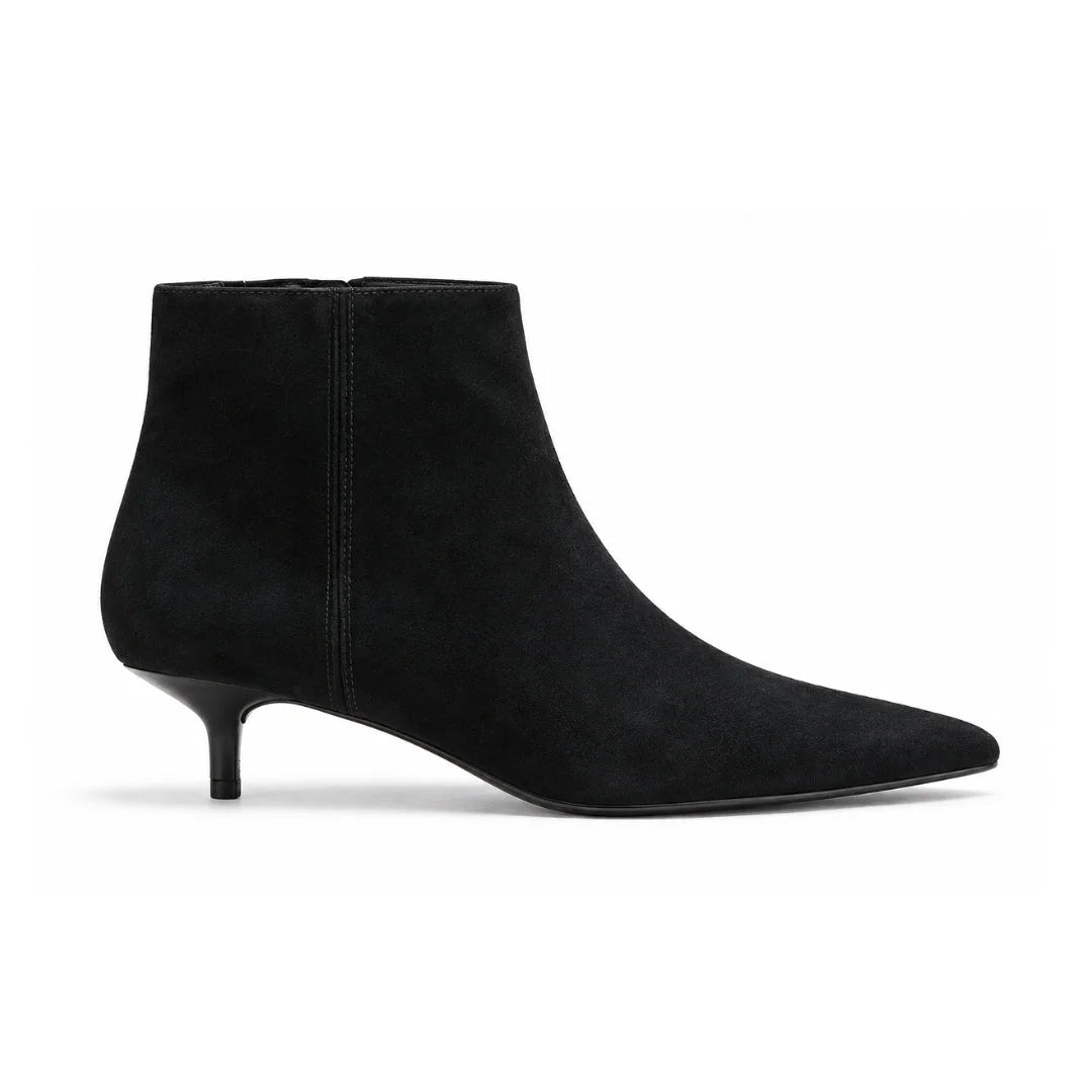 Marks & Spencer Kitten Suede Heel Pointed Ankle Boots - BLK