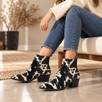 Marks & Spencer Leather Animal Print Block Heel Ankle Boots Women - ANM