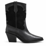 Marks & Spencer Leather Cowboy Block Heel Ankle Boots Women - BLK - Black / 35