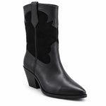 Marks & Spencer Leather Cowboy Block Heel Ankle Boots Women - BLK