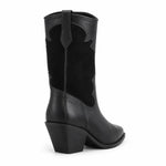 Marks & Spencer Leather Cowboy Block Heel Ankle Boots Women - BLK