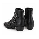 Marks & Spencer Leather Croc Buckle Ankle Boots Women - BLK