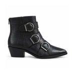 Marks & Spencer Leather Croc Buckle Ankle Boots Women - BLK