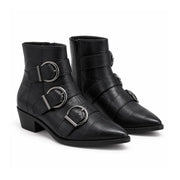 Marks & Spencer Leather Croc Buckle Ankle Boots Women - BLK