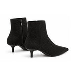 Marks & Spencer Satin Hotfix Kitten Heel Pointed Ankle Boots - BLK