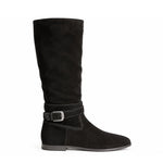 Marks & Spencer Suede Buckle Flat Knee High women Boots - BLK - Black / 35.5