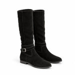 Marks & Spencer Suede Buckle Flat Knee High women Boots - BLK