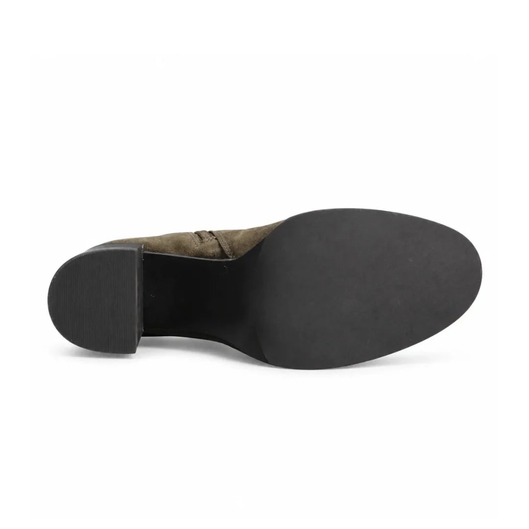 Marks & Spencer Suede Gold Detail Block Heel Ankle Boots Women - GRY