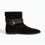 Marks & Spencer Suede Ruched Flat Ankle Boots Women - BLK - Black 1 / 35