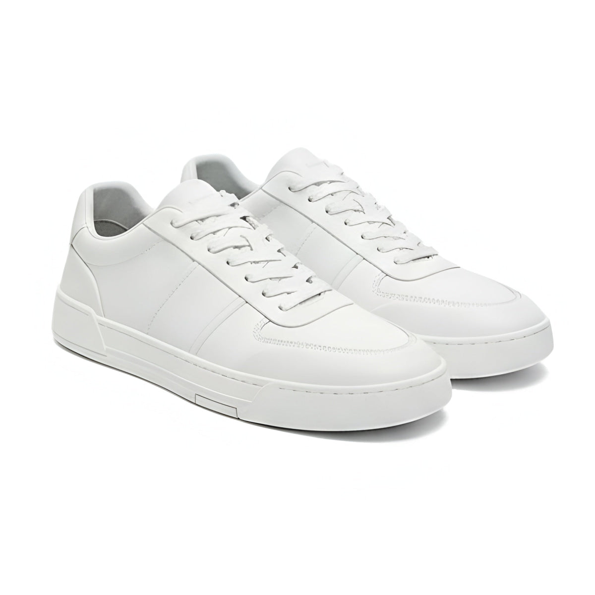 Massimo Dutti Leather Trainers for Men - WHT