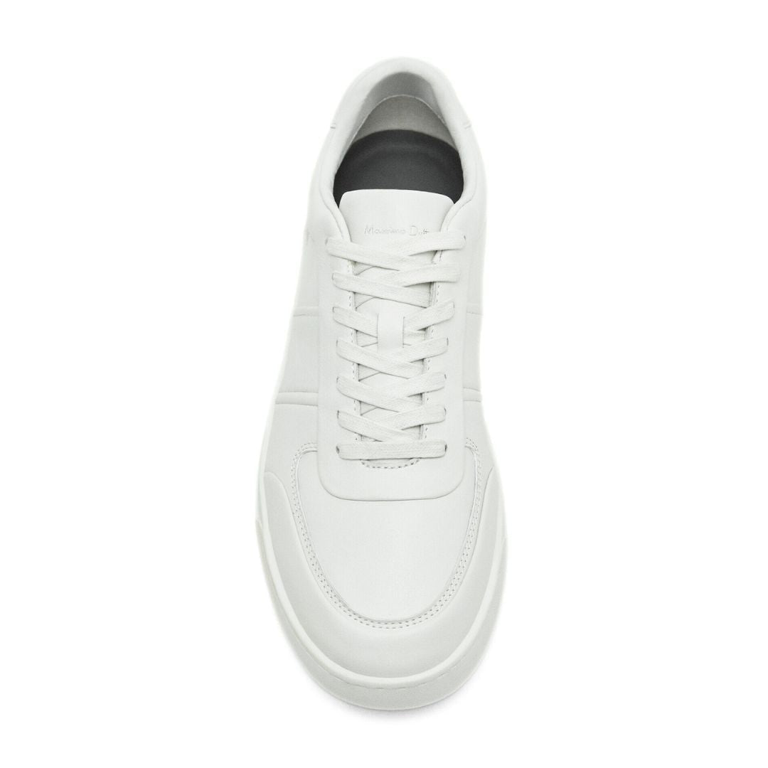 Massimo Dutti Leather Trainers for Men - WHT