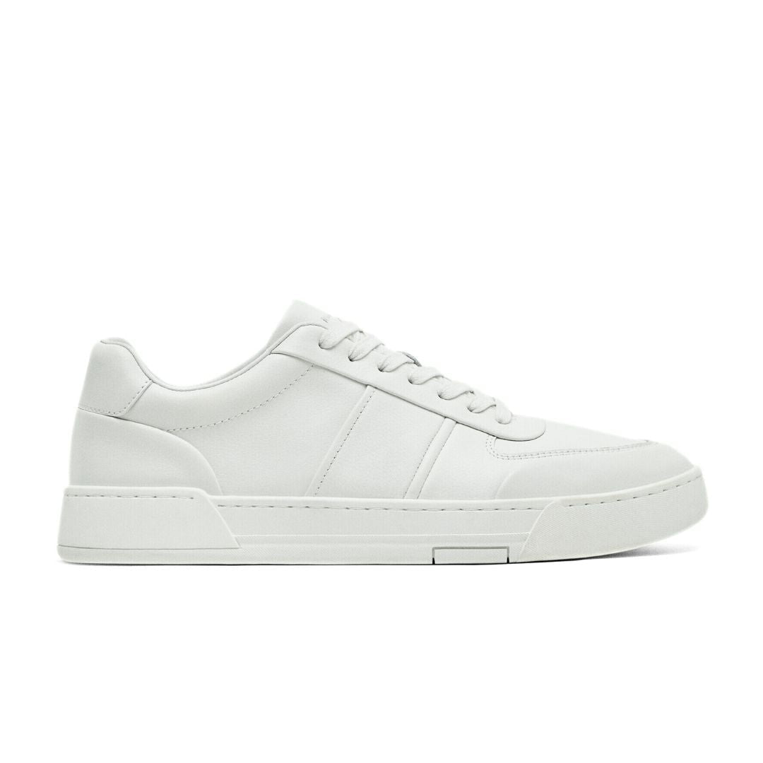 Massimo Dutti Leather Trainers for Men - WHT - White / 43