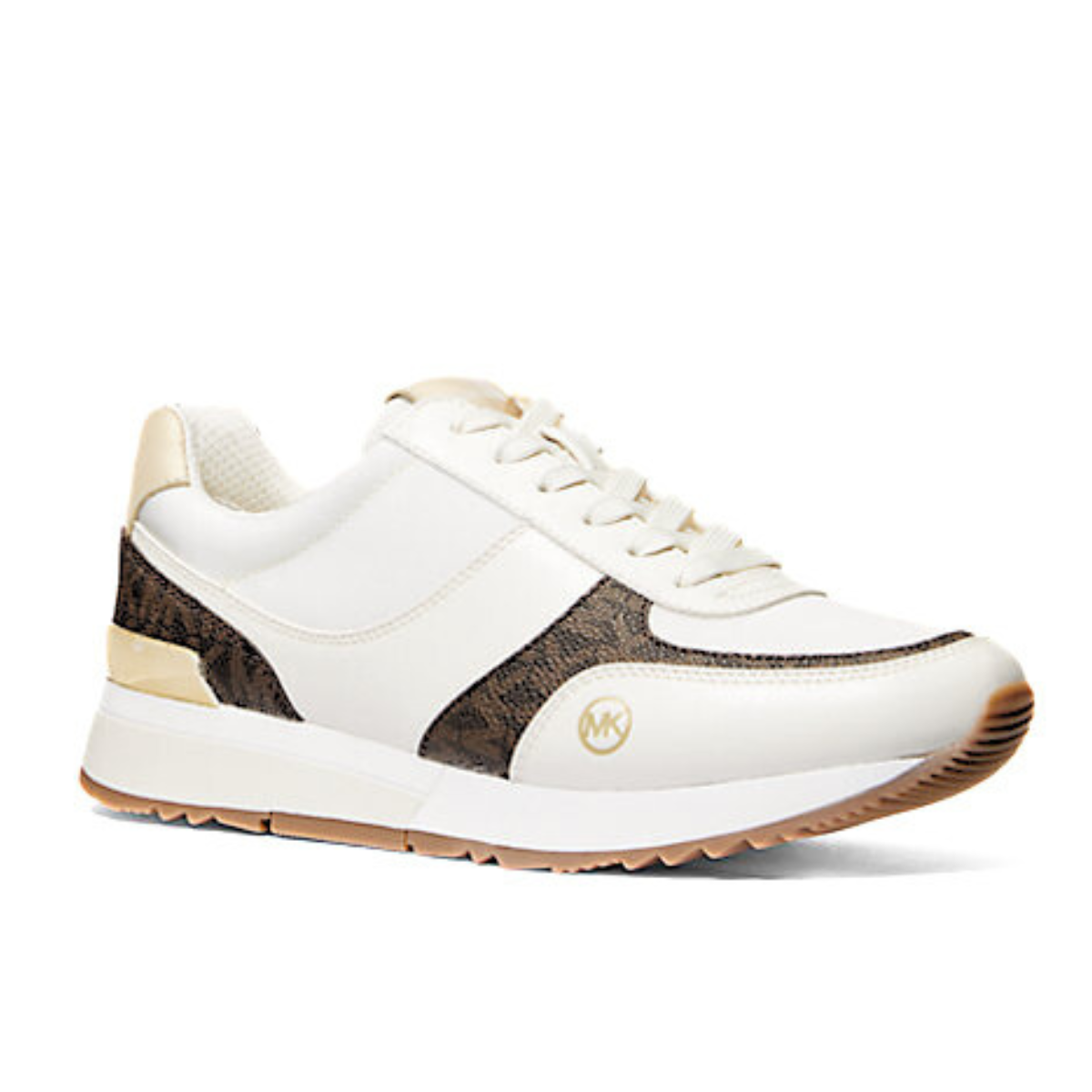 Michael Kors Andi Metallic Mesh and Leather Trainer - BEGWHT