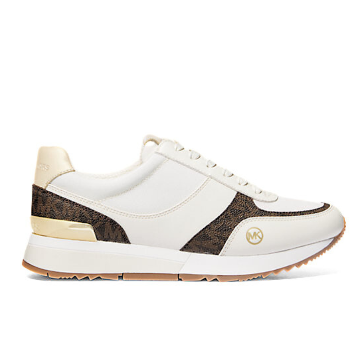 Michael Kors Andi Metallic Mesh and Leather Trainer - BEGWHT