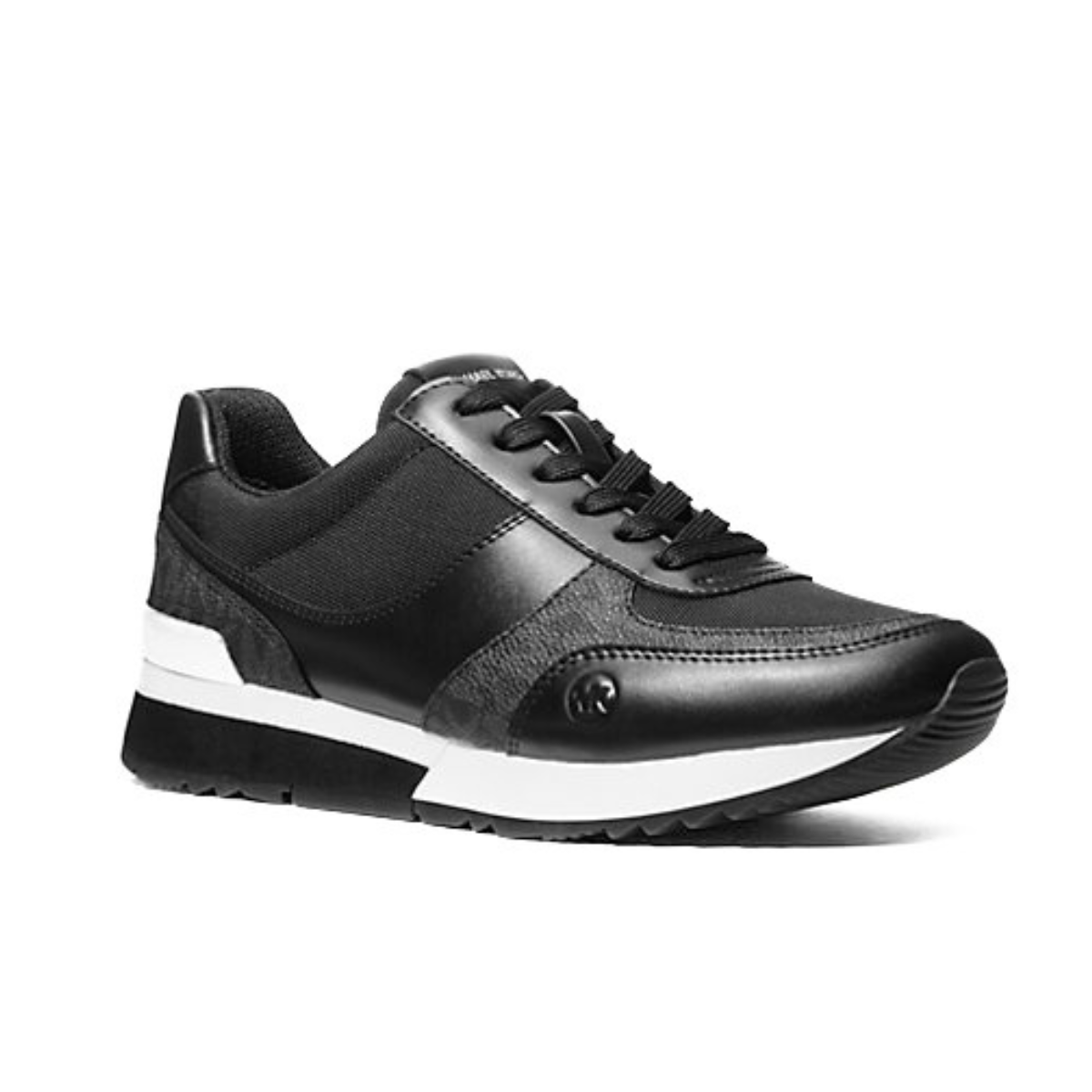 Michael Kors Andi Metallic Mesh and Leather Trainer -BLK - Black / 37