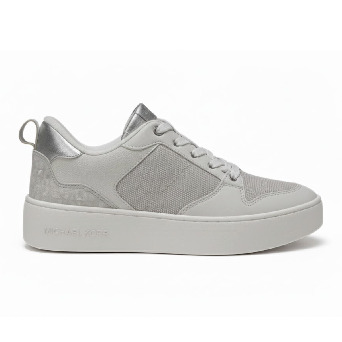 Michael Kors Andi Metallic Mesh and Leather Trainer - GRYSLV - Gray-Silver / 36