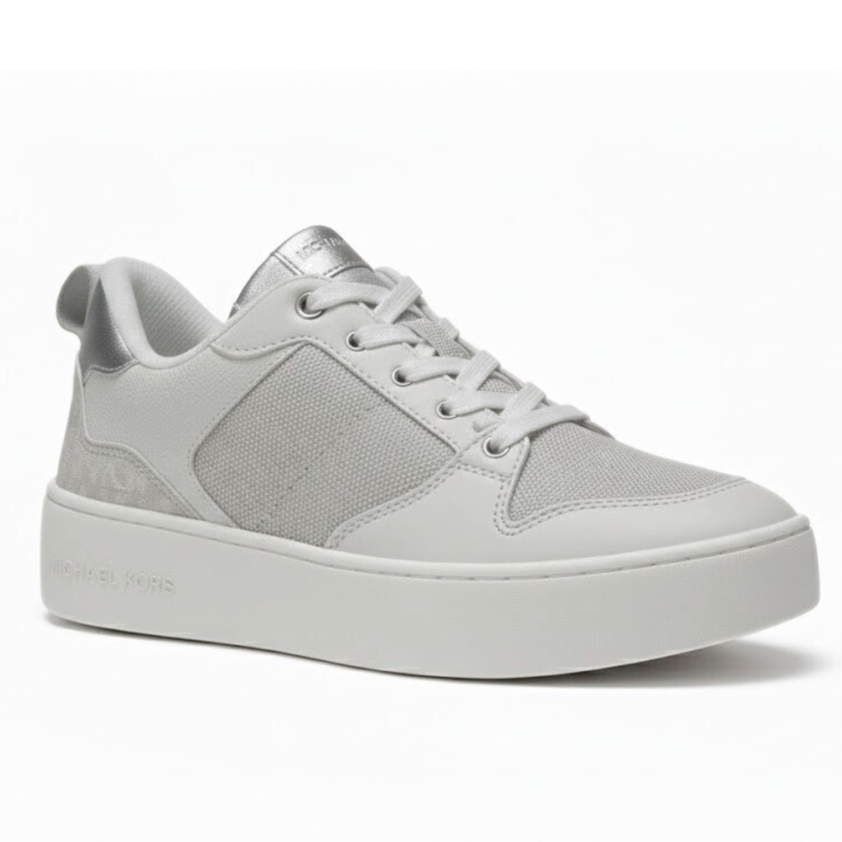Michael Kors Andi Metallic Mesh and Leather Trainer - GRYSLV - Gray-Silver / 36