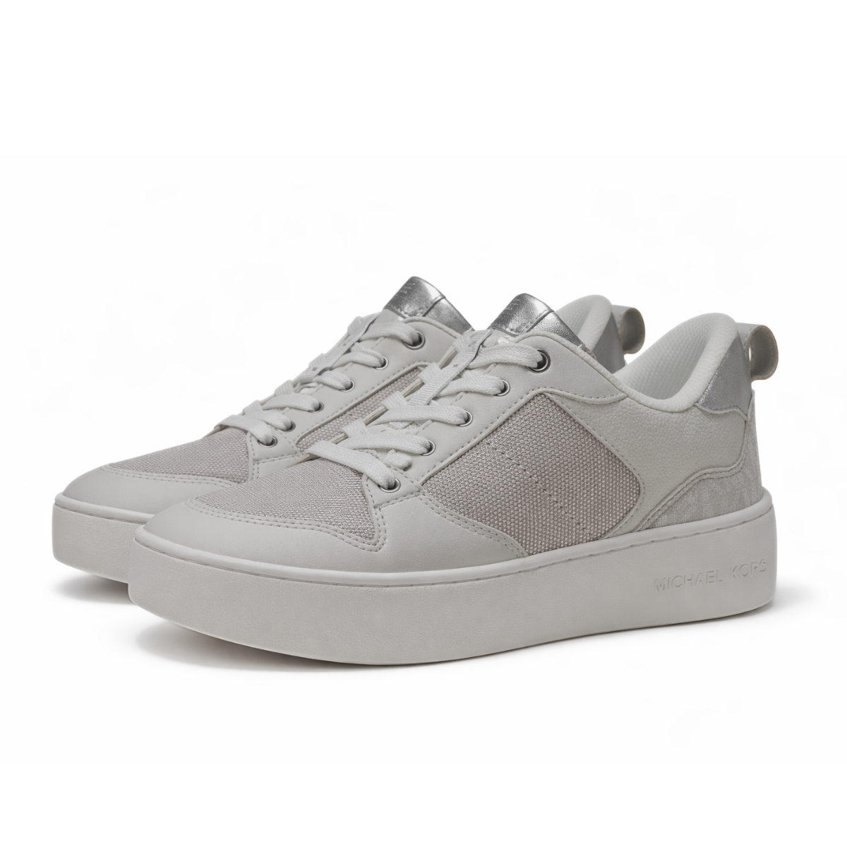 Michael Kors Andi Metallic Mesh and Leather Trainer - GRYSLV - Gray-Silver / 36