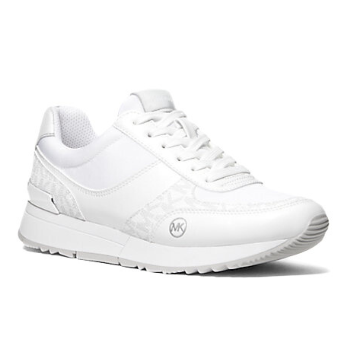 Michael Kors Andi Metallic Mesh and Leather Trainer - WHTGRY