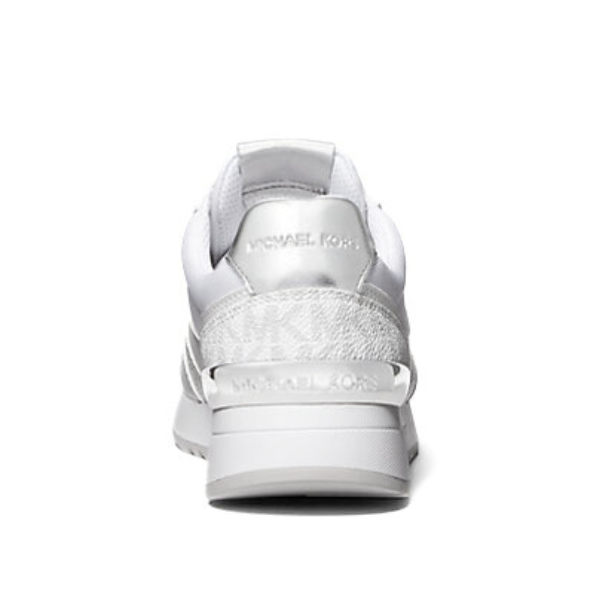 Michael Kors Andi Metallic Mesh and Leather Trainer - WHTGRY