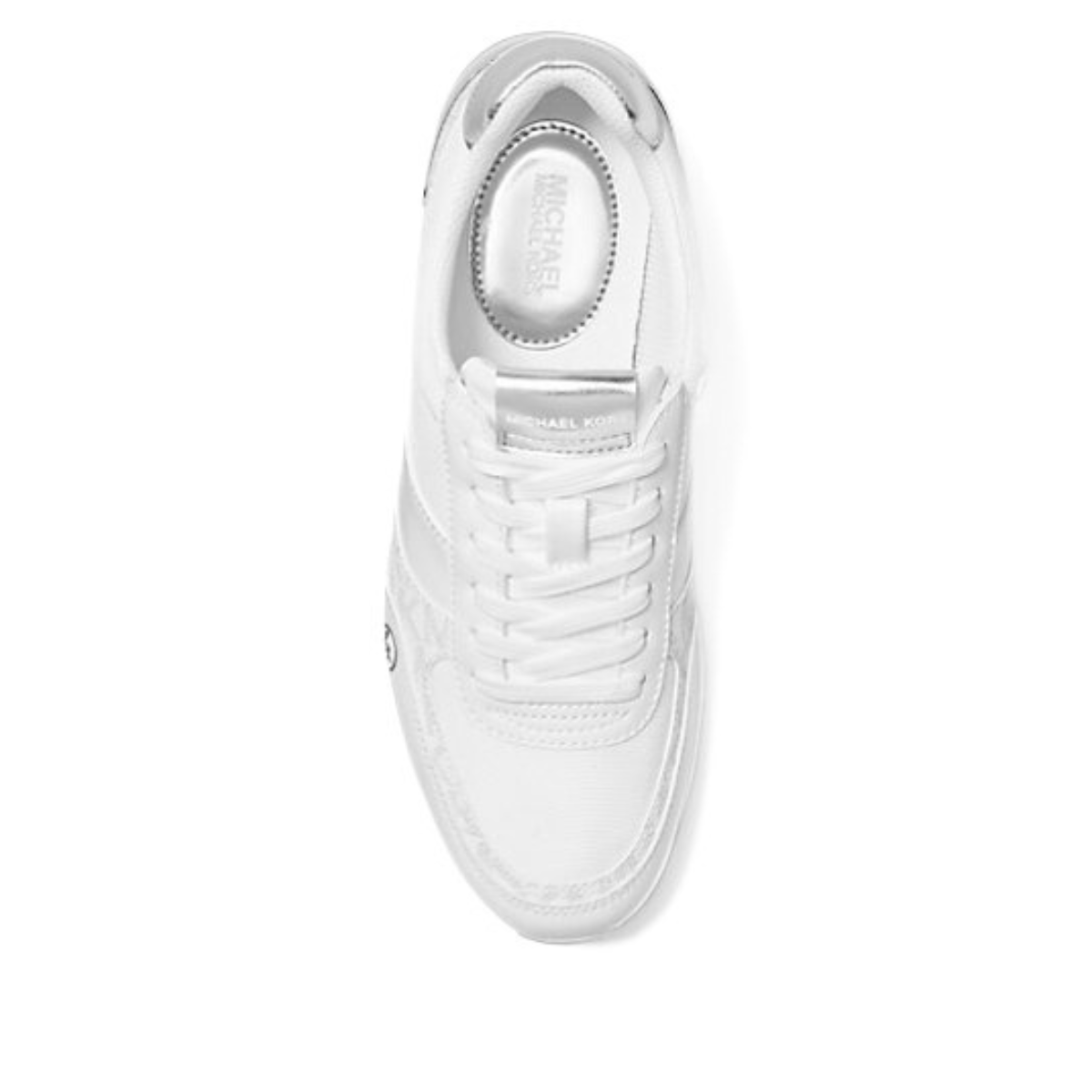 Michael Kors Andi Metallic Mesh and Leather Trainer - WHTGRY