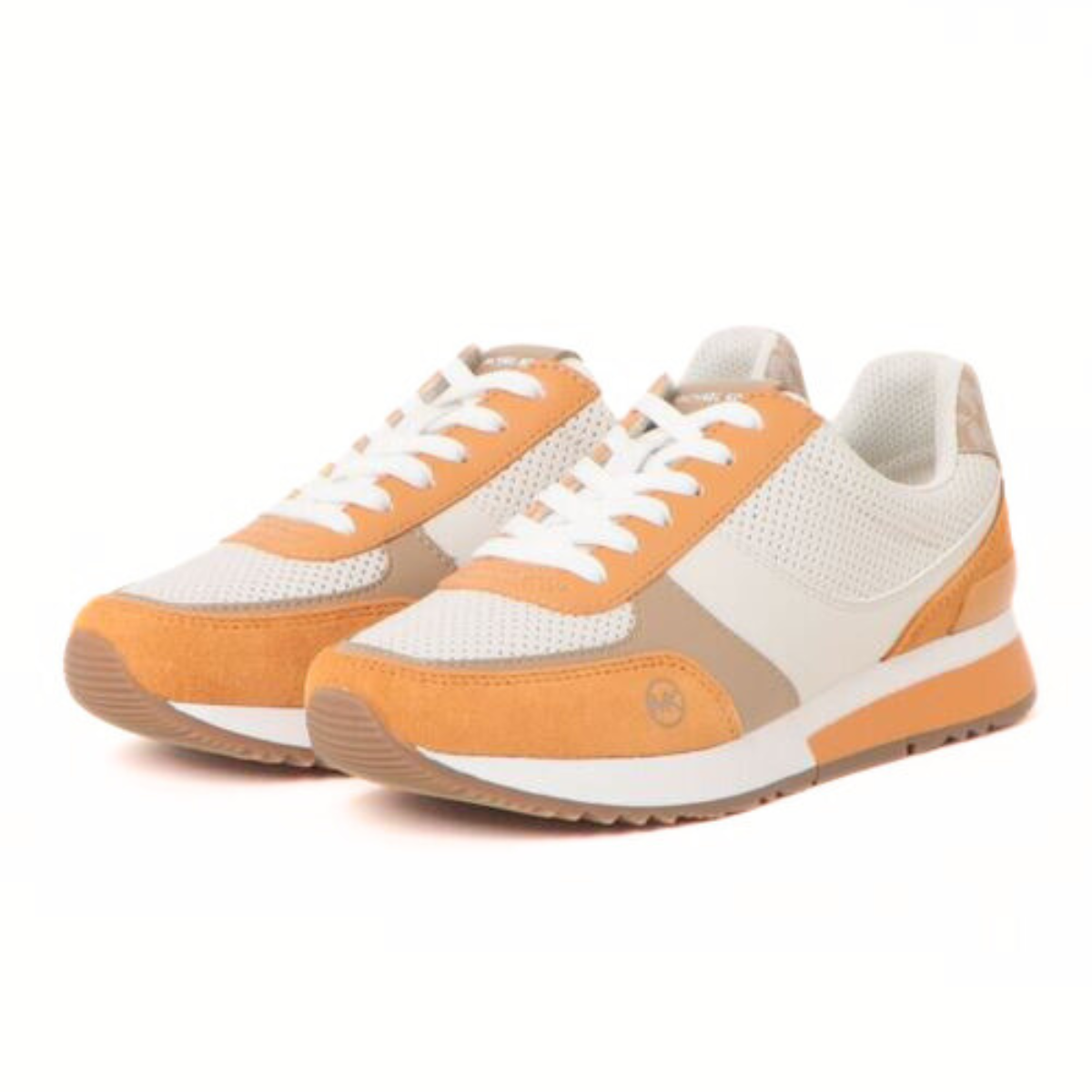 Michael Kors Andi Metallic Mesh and Leather Trainer - WHTORG - White-Orange / 39