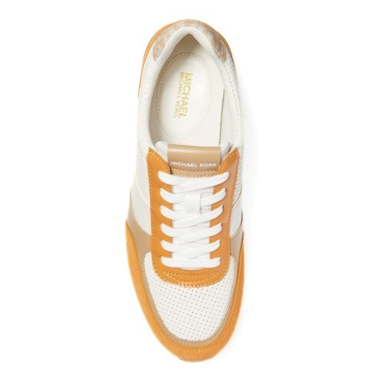 Michael Kors Andi Metallic Mesh and Leather Trainer - WHTORG - White-Orange / 39