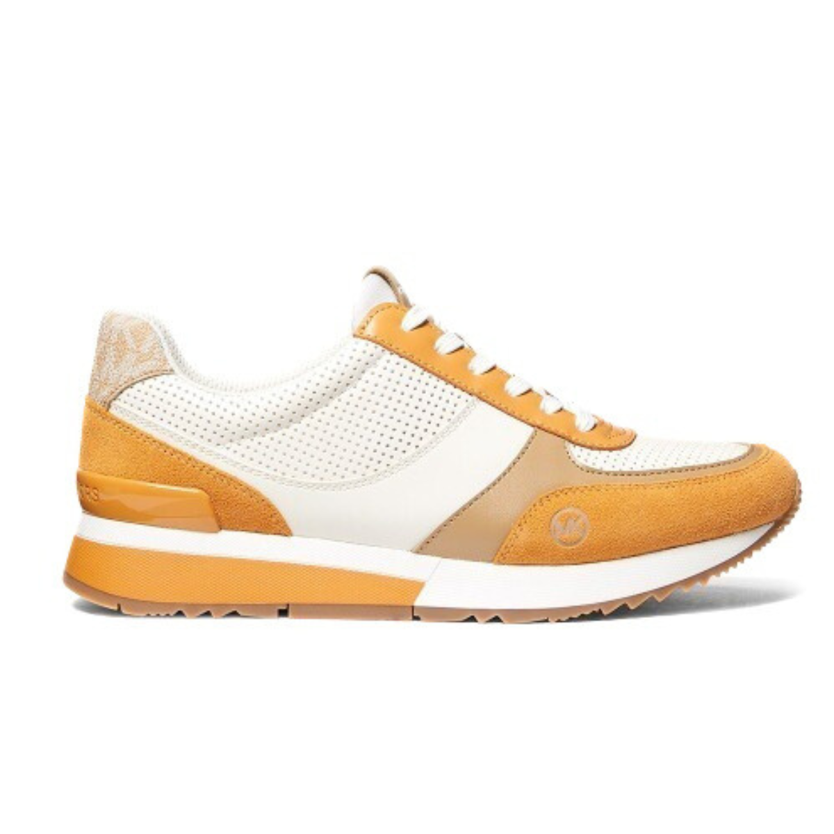 Michael Kors Andi Metallic Mesh and Leather Trainer - WHTORG - White-Orange / 39