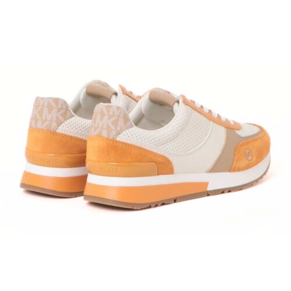 Michael Kors Andi Metallic Mesh and Leather Trainer - WHTORG - White-Orange / 39