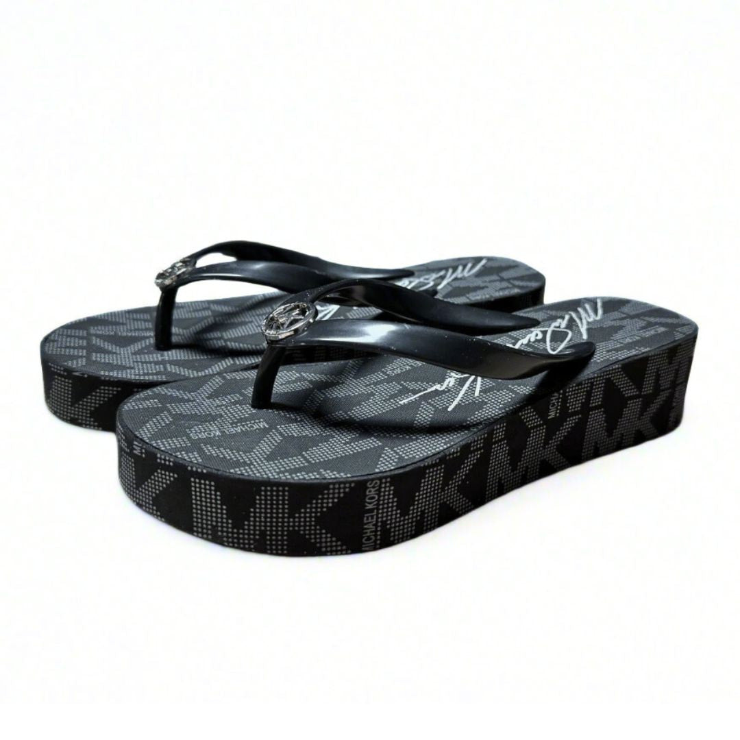 Michael Kors Bedford Wedge Flip Flop Women - BLKGRY - Black / 36