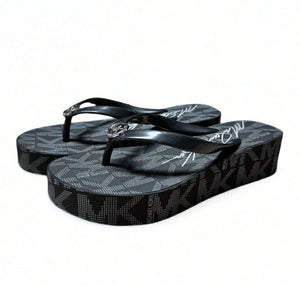 Michael Kors Bedford Wedge Flip Flop Women - BLKGRY - Black / 36