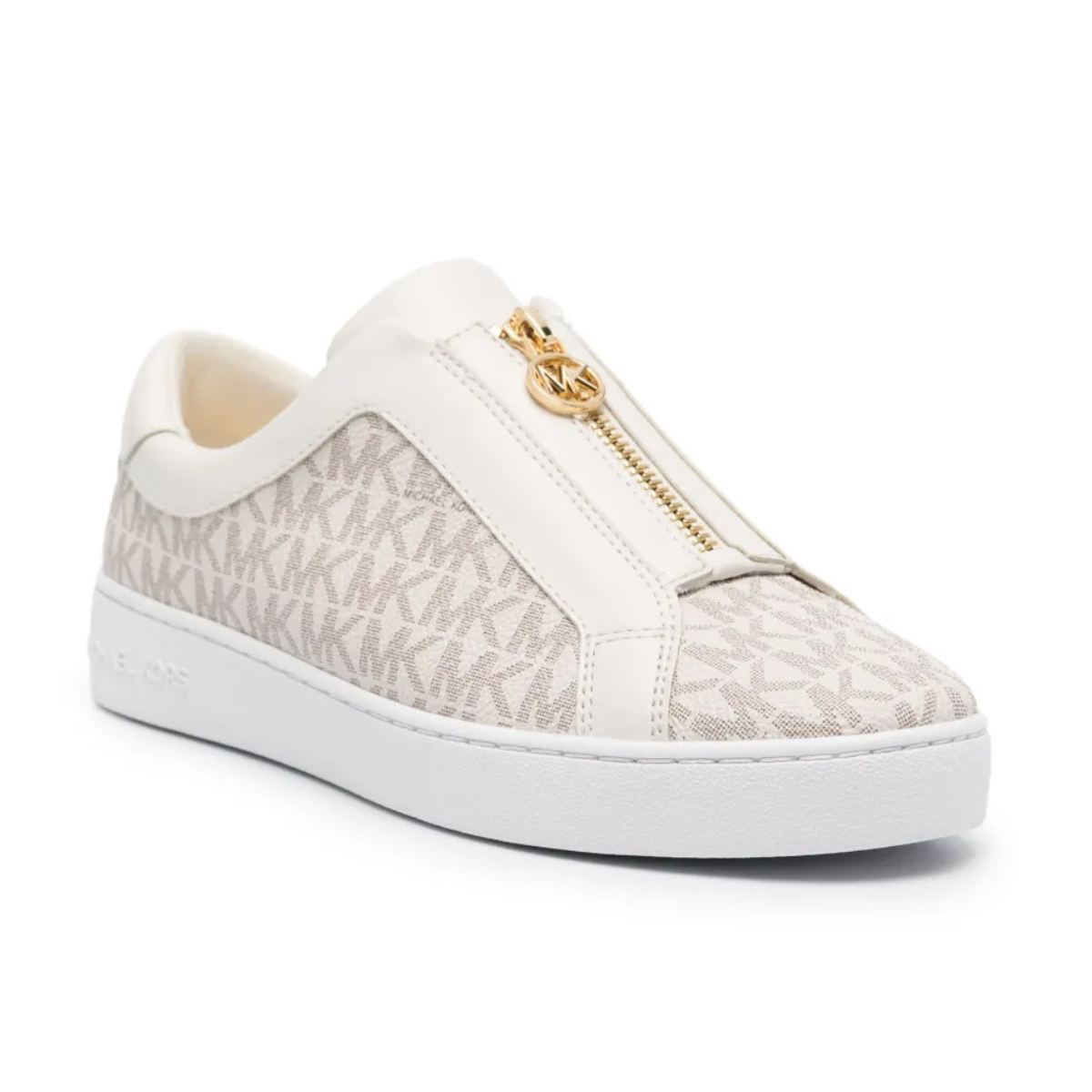 Michael Kors Keaton Leather Zip-Up Sneaker Women - BEG