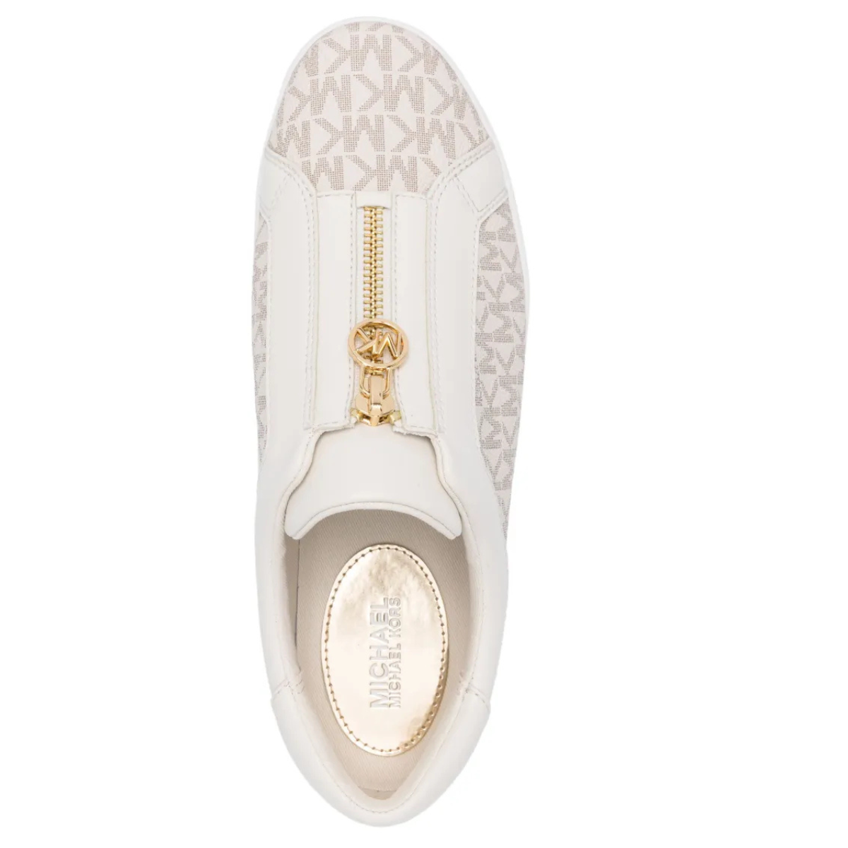 Michael Kors Keaton Leather Zip-Up Sneaker Women - BEG