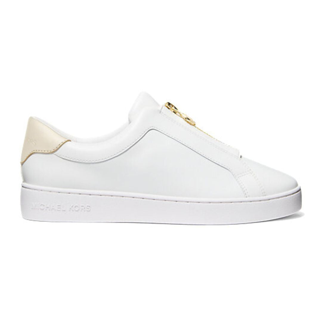 Michael Kors Keaton Leather Zip-Up Sneaker Women - WHTGLD