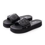 Michael Kors Logo Glitter Wedge Slides Women - BLK - Black / 36
