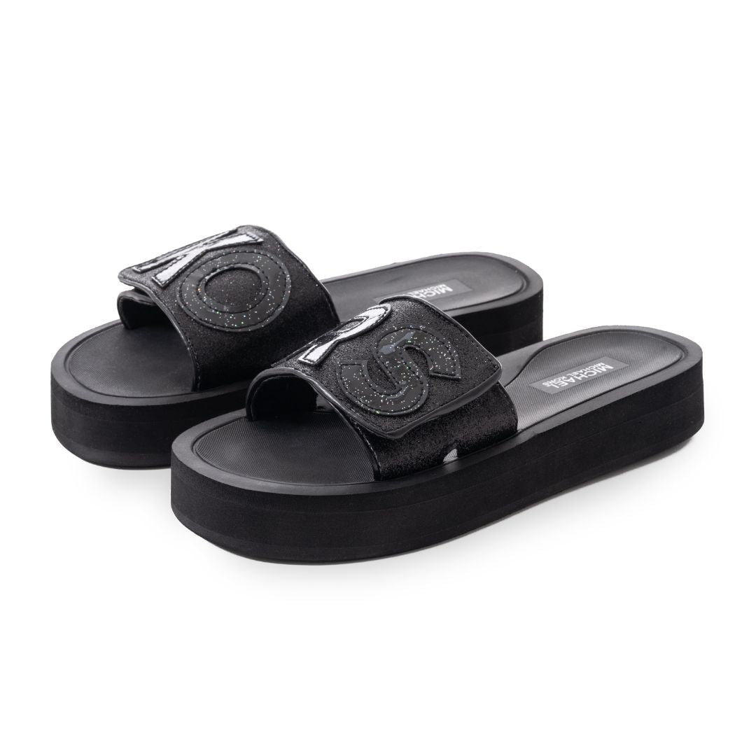 Michael Kors Logo Glitter Wedge Slides Women - BLK - Black / 36