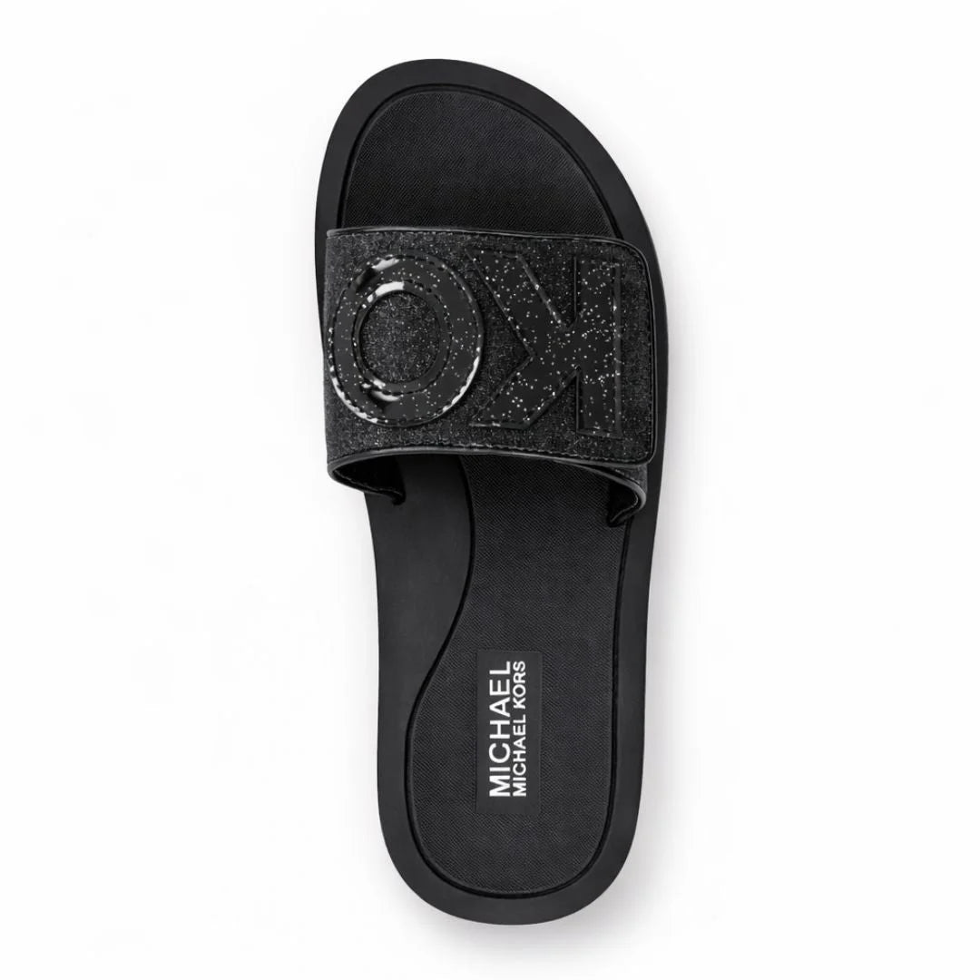 Michael Kors Logo Glitter Wedge Slides Women - BLK - Black / 36