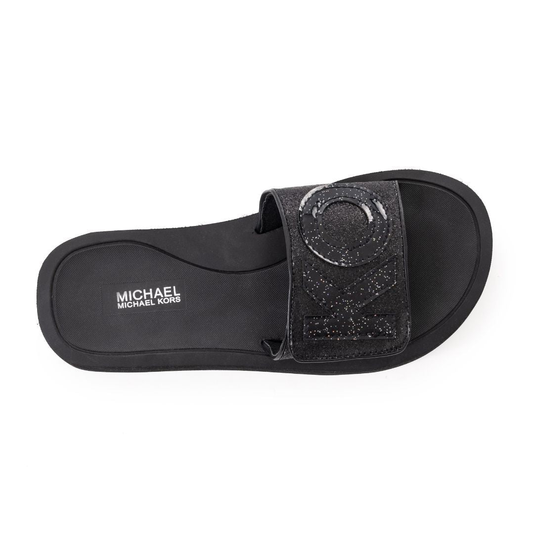 Michael Kors Logo Glitter Wedge Slides Women - BLK