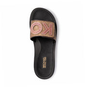 Michael Kors Logo Glitter Wedge Slides Women - BRN - Brown / 36
