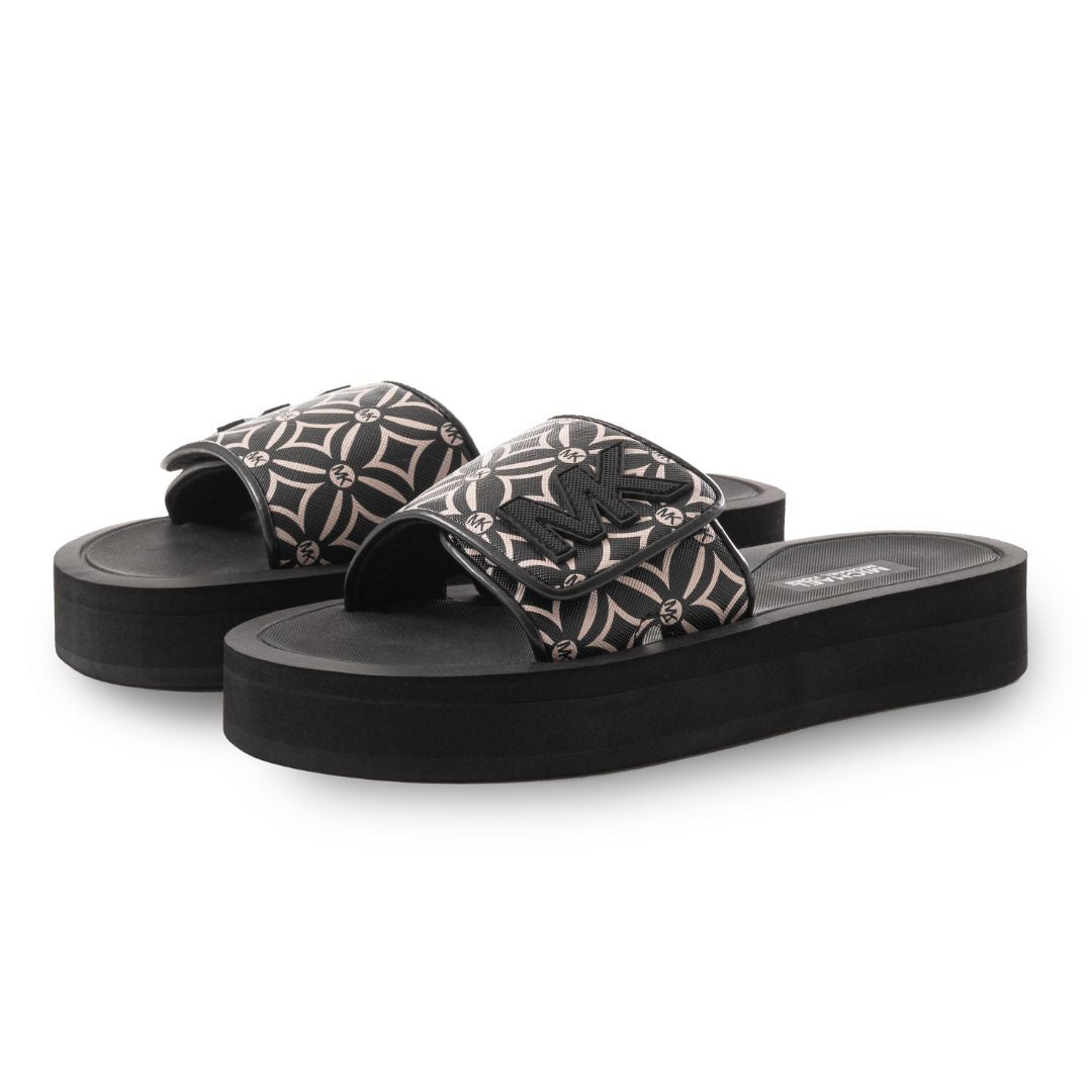 Michael Kors Logo Pattern Wedge Slides Women - BLK - Black / 36