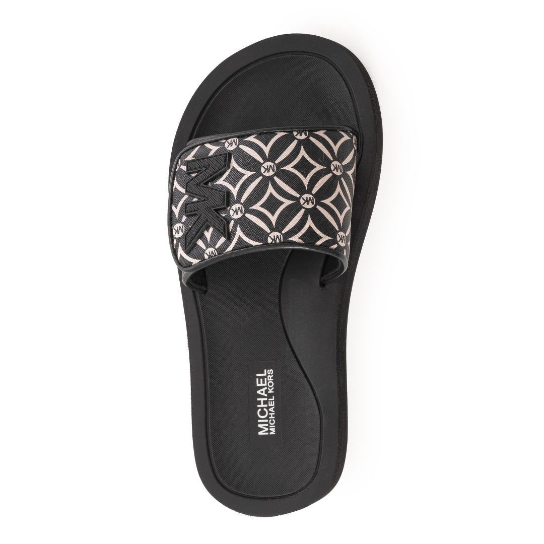 Michael Kors Logo Pattern Wedge Slides Women - BLK