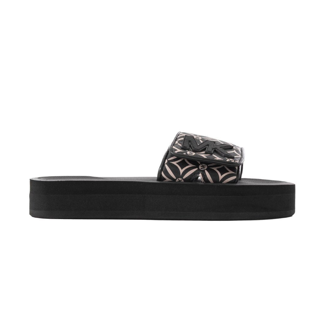 Michael Kors Logo Pattern Wedge Slides Women - BLK