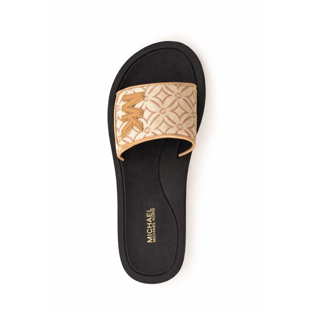 Michael Kors Logo Pattern Wedge Slides Women - GLD - Gold / 36